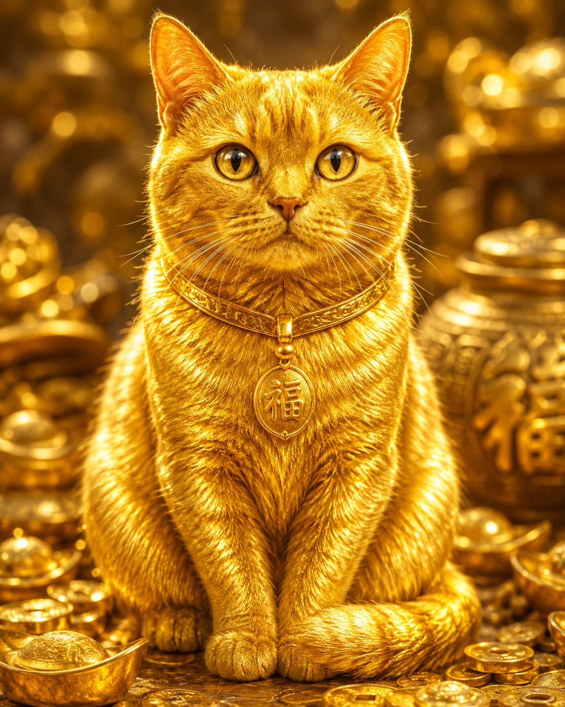 金色猫咪创意作品